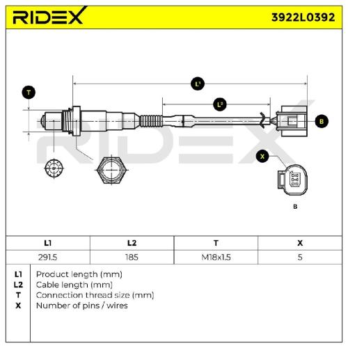 RIDEX 3922L0392 Lambdasonde Oxygen O2 Sensor Beheizt für BMW 1 Schrägheck (F20) Bild RIDEX 3922L0392 Lambdasonde Oxygen O2 Sensor Beheizt für BMW 1 Schrägheck (F20)