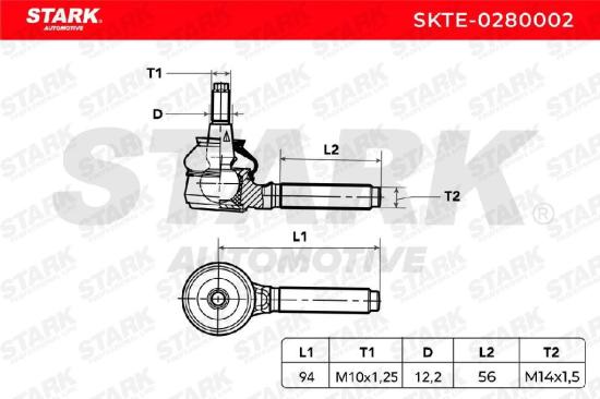 STARK Spurstangenkopf Vorderachse beidseitig Traggelenk M14x1,5 M14x1,5 Bild STARK Spurstangenkopf Vorderachse beidseitig Traggelenk M14x1,5 M14x1,5