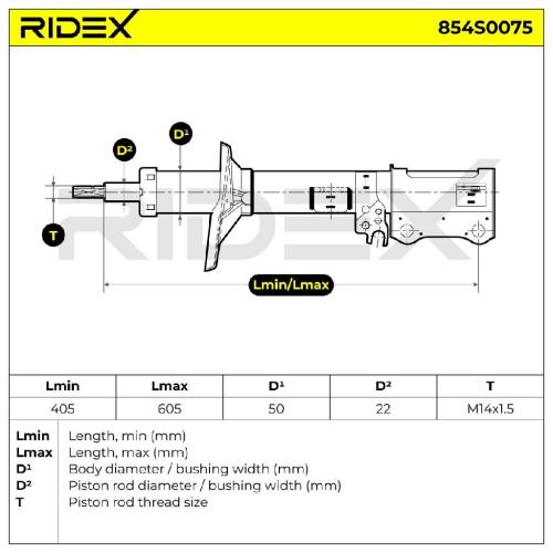 RIDEX 854S0075 1x Stoßdämpfer Federbein Gasdruck Hinten rechts für TOYOTA Bild RIDEX 854S0075 1x Stoßdämpfer Federbein Gasdruck Hinten rechts für TOYOTA
