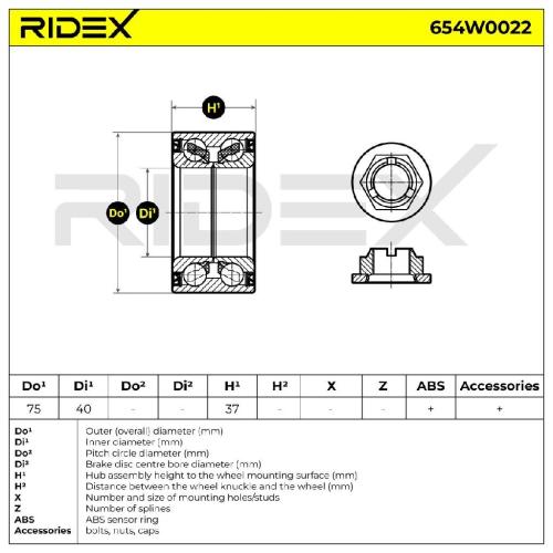 RIDEX 654W0022 Radlagersatz pro 1 Rad Vorne beidseitig für FORD MONDEO III Kombi Bild RIDEX 654W0022 Radlagersatz pro 1 Rad Vorne beidseitig für FORD MONDEO III Kombi