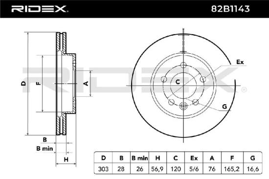 RIDEX 82B1143 2x Bremsscheiben Vorne Ø303mm innenbelüftet Belüftet für VW Bild RIDEX 82B1143 2x Bremsscheiben Vorne Ø303mm innenbelüftet Belüftet für VW