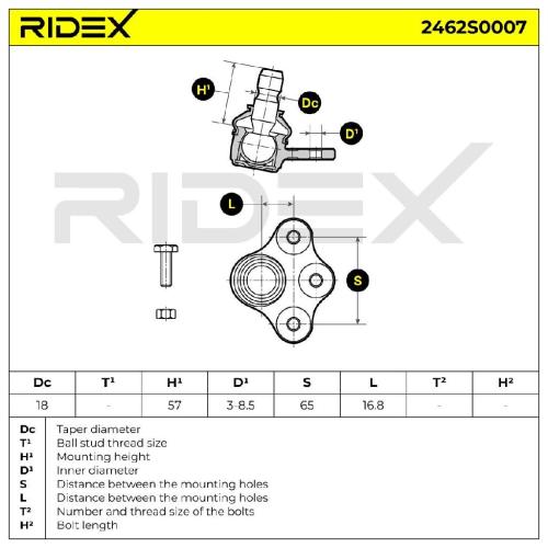 RIDEX 2462S0007 Traggelenk Führungsgelenk Vorne für OPEL ZAFIRA B (A05) Bild RIDEX 2462S0007 Traggelenk Führungsgelenk Vorne für OPEL ZAFIRA B (A05)