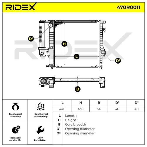 RIDEX 470R0011 Motorkühler / Wasserkühler für BMW 3 Limousine (E36) 17101247145 Bild RIDEX 470R0011 Motorkühler / Wasserkühler für BMW 3 Limousine (E36) 17101247145