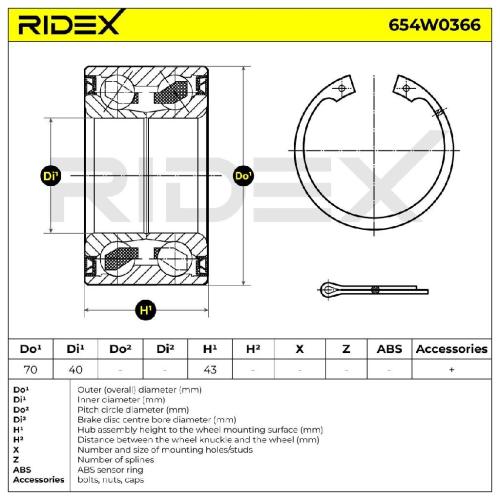 RIDEX 654W0366 Radlagersatz pro 1 Rad Hinten für MITSUBISHI OUTLANDER I (CUW) Bild RIDEX 654W0366 Radlagersatz pro 1 Rad Hinten für MITSUBISHI OUTLANDER I (CUW)