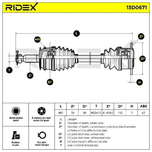 RIDEX Antriebswelle Achswelle Vorderachse/Vorne rechts für MITSUBISHI Bild RIDEX Antriebswelle Achswelle Vorderachse/Vorne rechts für MITSUBISHI