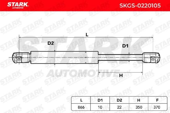 STARK SKGS-0220105 Heckklappendämpfer beidseitig 370N Hub: 350mm für FIAT Bild STARK SKGS-0220105 Heckklappendämpfer beidseitig 370N Hub: 350mm für FIAT