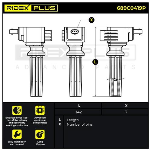 RIDEX PLUS 689C0419P Zündspule für FORD FOCUS III Turnier LR033979 JDE39937 Bild RIDEX PLUS 689C0419P Zündspule für FORD FOCUS III Turnier LR033979 JDE39937