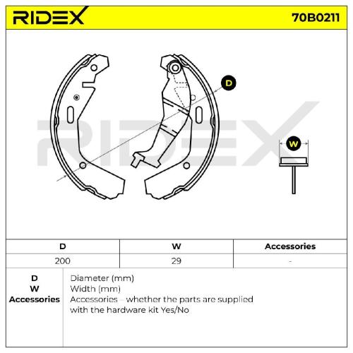 RIDEX Bremsbacken Satz für Trommelbremse Hinten mit Hebel für OPEL AGILA 70B0211 Bild RIDEX Bremsbacken Satz für Trommelbremse Hinten mit Hebel für OPEL AGILA 70B0211