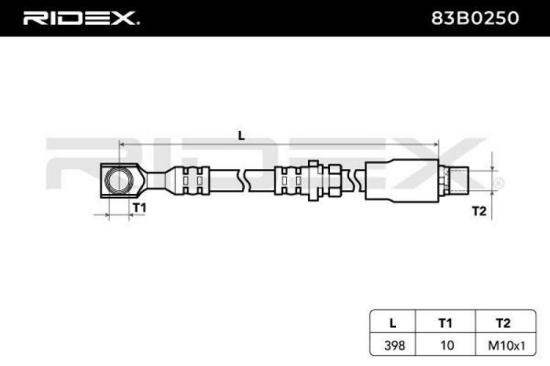 RIDEX Bremsschlauch 83B0250 VORNE beidseitig BREMSSCHLÄUCHE Länge: 398mm ohne Bild RIDEX Bremsschlauch 83B0250 VORNE beidseitig BREMSSCHLÄUCHE Länge: 398mm ohne
