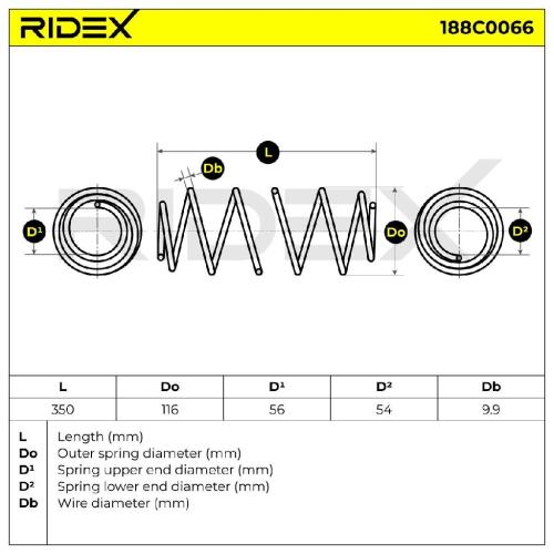 RIDEX 188C0066 2x Federn Fahrwerksfedern Hinten für CITROËN C3 I Schrägheck Bild RIDEX 188C0066 2x Federn Fahrwerksfedern Hinten für CITROËN C3 I Schrägheck