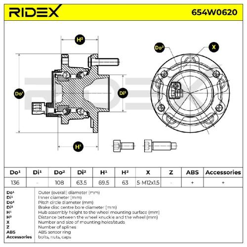 RIDEX 654W0620 Radlagersatz pro 1 Rad Hinten beidseitig für FORD 1702973 1703150 Bild RIDEX 654W0620 Radlagersatz pro 1 Rad Hinten beidseitig für FORD 1702973 1703150