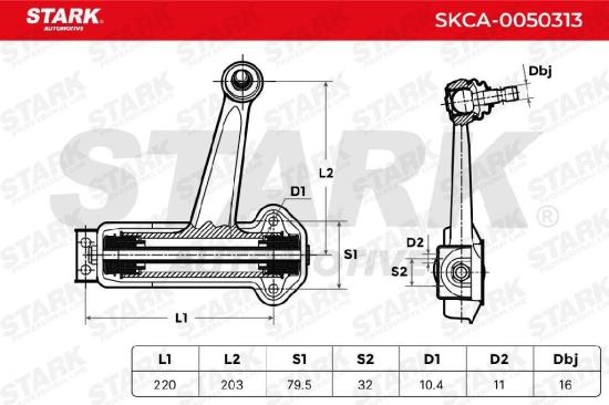STARK SKCA-0050313 Lenker Radaufhängung Querlenker Front rechts 1403305507 Bild STARK SKCA-0050313 Lenker Radaufhängung Querlenker Front rechts 1403305507