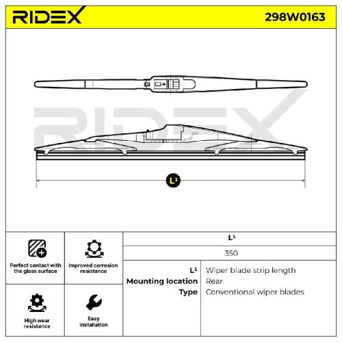 RIDEX 298W0163 Heckscheibenwischer ohne Spoiler Hinten 350mm für OPEL ZAFIRA B Bild RIDEX 298W0163 Heckscheibenwischer ohne Spoiler Hinten 350mm für OPEL ZAFIRA B