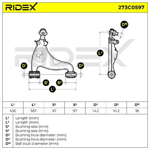RIDEX 273C0597 Lenker Radaufhängung Querlenker passend für MERCEDES-BENZ 190 Bild RIDEX 273C0597 Lenker Radaufhängung Querlenker passend für MERCEDES-BENZ 190