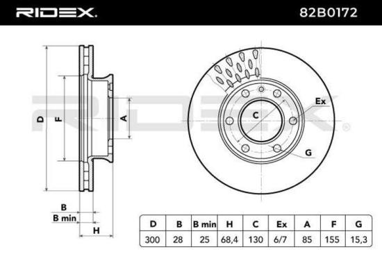 RIDEX 82B0172 2x Bremsscheiben Vorne Ø299,5mm Belüftet K68006716AA Bild RIDEX 82B0172 2x Bremsscheiben Vorne Ø299,5mm Belüftet K68006716AA