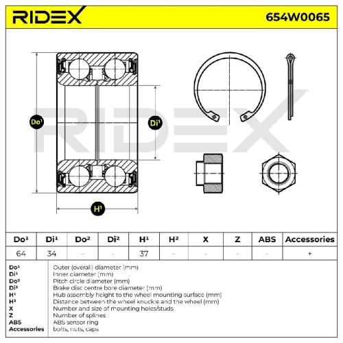 RIDEX 654W0065 Radlagersatz pro 1 Rad Vorne beidseitig für VW Golf 1V Schrägheck Bild RIDEX 654W0065 Radlagersatz pro 1 Rad Vorne beidseitig für VW Golf 1V Schrägheck