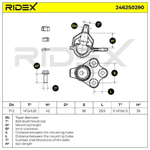 RIDEX 2462S0290 Traggelenk Führungsgelenk Vorne für DACIA DUSTER für RENAULT Bild RIDEX 2462S0290 Traggelenk Führungsgelenk Vorne für DACIA DUSTER für RENAULT