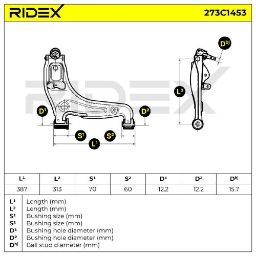RIDEX 273C1453 Lenker Radaufhängung Querlenker Front rechts für MAZDA MX-5 II Bild RIDEX 273C1453 Lenker Radaufhängung Querlenker Front rechts für MAZDA MX-5 II