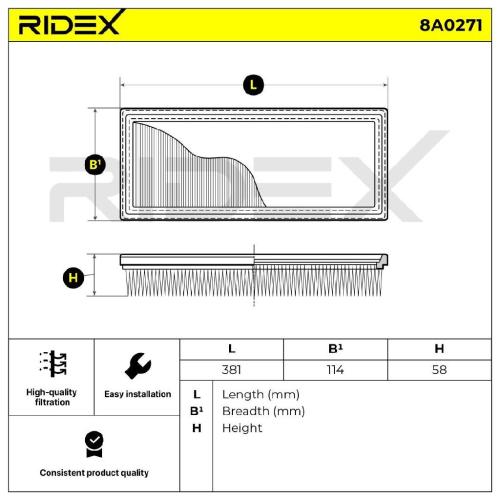 RIDEX 8A0271 Motor Luftfilter Filtereinsatz Umluftfilter für OPEL Kadett E CC Bild RIDEX 8A0271 Motor Luftfilter Filtereinsatz Umluftfilter für OPEL Kadett E CC
