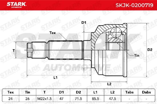 STARK SKJK-0200719 Gelenksatz Antriebswelle Achswelle radseitig für TOYOTA AYGO Bild STARK SKJK-0200719 Gelenksatz Antriebswelle Achswelle radseitig für TOYOTA AYGO
