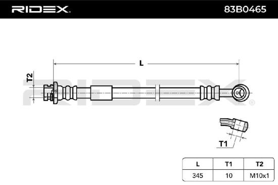 RIDEX Bremsschlauch 83B0465 VORNE rechts BREMSSCHLÄUCHE Länge: 345mm für SUZUKI Bild RIDEX Bremsschlauch 83B0465 VORNE rechts BREMSSCHLÄUCHE Länge: 345mm für SUZUKI