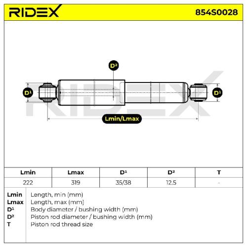 RIDEX 854S0028 2x Stoßdämpfer Gasdruck Hinten für FIAT MULTIPLA (186) 46414587 Bild RIDEX 854S0028 2x Stoßdämpfer Gasdruck Hinten für FIAT MULTIPLA (186) 46414587