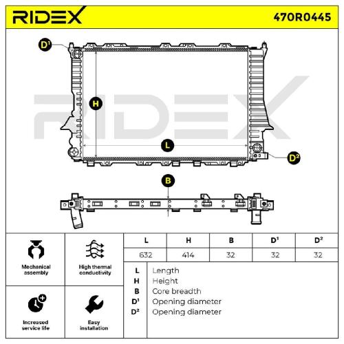 RIDEX 470R0445 Motorkühler / Wasserkühler für AUDI 100 Limousine (4A2, C4) Bild RIDEX 470R0445 Motorkühler / Wasserkühler für AUDI 100 Limousine (4A2, C4)