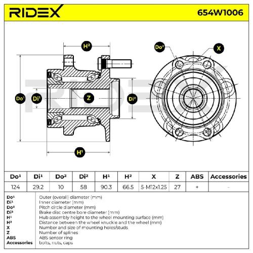 RIDEX 654W1006 Radlagersatz pro 1 Rad Hinten für SUBARU FORESTER (SJ) 1308071208 Bild RIDEX 654W1006 Radlagersatz pro 1 Rad Hinten für SUBARU FORESTER (SJ) 1308071208