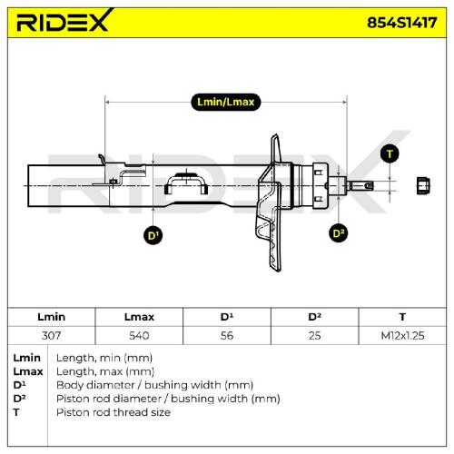 RIDEX 854S1417 1x Stoßdämpfer Federbein Gasdruck Hinten links für LAND ROVER Bild RIDEX 854S1417 1x Stoßdämpfer Federbein Gasdruck Hinten links für LAND ROVER