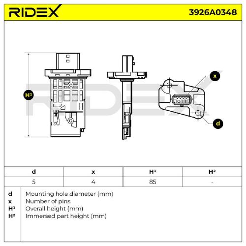 RIDEX 3926A0348 Luftmassenmesser/Luftmengenmesser LMM 4-Polig für NISSAN Bild RIDEX 3926A0348 Luftmassenmesser/Luftmengenmesser LMM 4-Polig für NISSAN