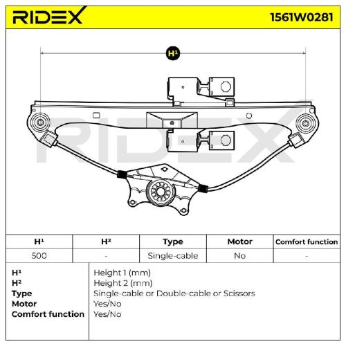 RIDEX 1561W0281 Fensterheber Hinten Rechts Elektrisch ohne Elektromotor für AUDI Bild RIDEX 1561W0281 Fensterheber Hinten Rechts Elektrisch ohne Elektromotor für AUDI