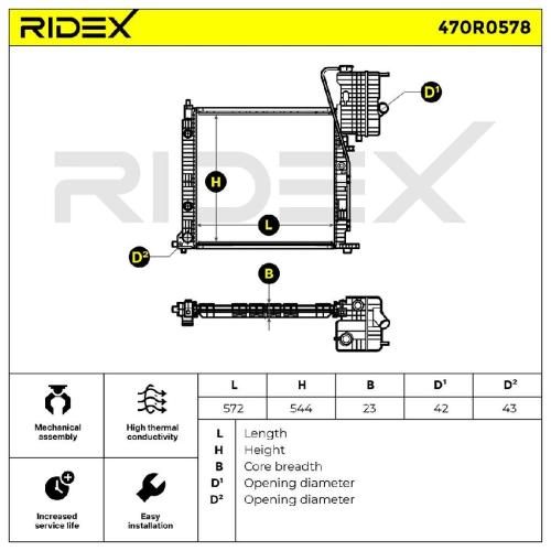 RIDEX 470R0578 Motorkühler / Wasserkühler passend für MERCEDES-BENZ VITO Bus Bild RIDEX 470R0578 Motorkühler / Wasserkühler passend für MERCEDES-BENZ VITO Bus