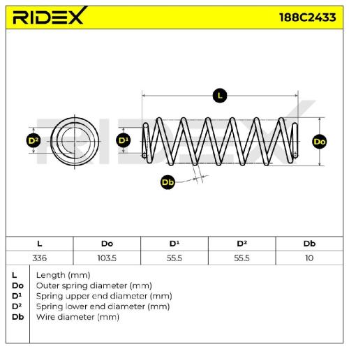 RIDEX 188C2433 2x Federn Fahrwerksfedern Hinten für VW Fox Schrägheck Bild RIDEX 188C2433 2x Federn Fahrwerksfedern Hinten für VW Fox Schrägheck