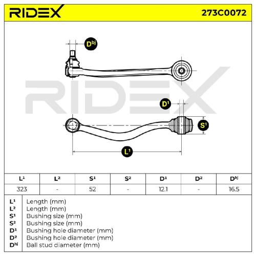 RIDEX 273C0072 Lenker Radaufhängung Querlenker Front links für BMW 5 Limousine Bild RIDEX 273C0072 Lenker Radaufhängung Querlenker Front links für BMW 5 Limousine