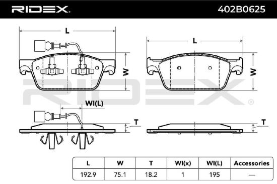 RIDEX Bremsbelagsatz Bremsbeläge Vorne für VW Transporter T5 Bus Multivan V Bild RIDEX Bremsbelagsatz Bremsbeläge Vorne für VW Transporter T5 Bus Multivan V