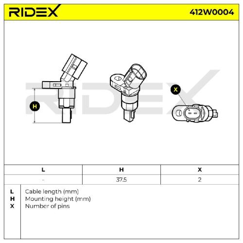 RIDEX ABS-Sensor 412W0004 hinten Hinterachse beidseitig Sensorart: Anzahl der Bild RIDEX ABS-Sensor 412W0004 hinten Hinterachse beidseitig Sensorart: Anzahl der