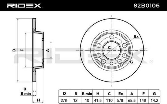 RIDEX 82B0106 2x Bremsscheiben Hinten Ø278mm voll für OPEL Vectra C Caravan Bild RIDEX 82B0106 2x Bremsscheiben Hinten Ø278mm voll für OPEL Vectra C Caravan