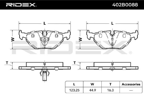 RIDEX Bremsbelagsatz Bremsbeläge Hinten für BMW 3 Limousine (E46) 3 Touring Bild RIDEX Bremsbelagsatz Bremsbeläge Hinten für BMW 3 Limousine (E46) 3 Touring