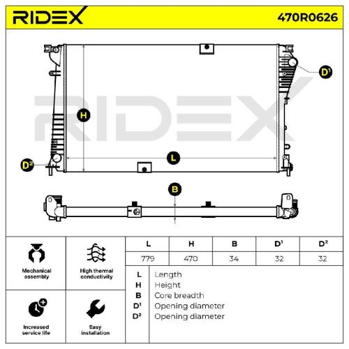 RIDEX 470R0626 Motorkühler / Wasserkühler für OPEL Vivaro A Kastenwagen (X83) Bild RIDEX 470R0626 Motorkühler / Wasserkühler für OPEL Vivaro A Kastenwagen (X83)