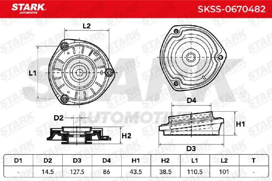 STARK SKSS-0670482 Federbeinstützlager mit Wälzlager Vorne beidseitig für VW Bild STARK SKSS-0670482 Federbeinstützlager mit Wälzlager Vorne beidseitig für VW