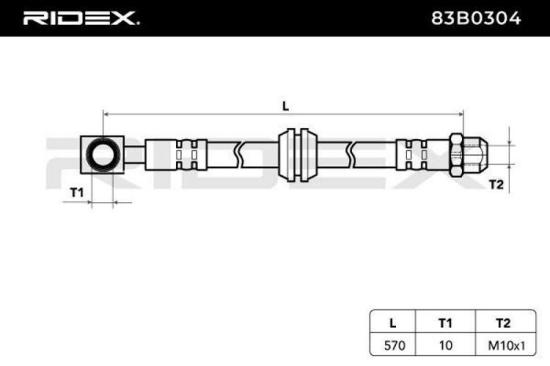 RIDEX Bremsschlauch 83B0304 VORNE beidseitig BREMSSCHLÄUCHE Länge: 570mm Bild RIDEX Bremsschlauch 83B0304 VORNE beidseitig BREMSSCHLÄUCHE Länge: 570mm
