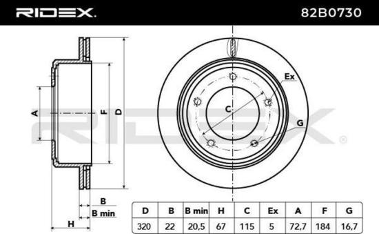 RIDEX 82B0730 2x Bremsscheiben Hinten Ø320mm Belüftet für CHRYSLER Bild RIDEX 82B0730 2x Bremsscheiben Hinten Ø320mm Belüftet für CHRYSLER