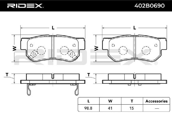 RIDEX Bremsbelagsatz Bremsbeläge Hinten für HYUNDAI ix35 (LM, EL, ELH) für KIA Bild RIDEX Bremsbelagsatz Bremsbeläge Hinten für HYUNDAI ix35 (LM, EL, ELH) für KIA