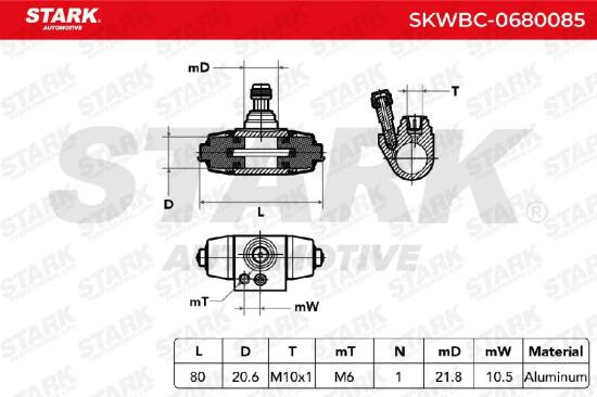 STARK SKWBC-0680085 1x Radbremszylinder Trommelbremse Radzylinder Hinten für VW Bild STARK SKWBC-0680085 1x Radbremszylinder Trommelbremse Radzylinder Hinten für VW