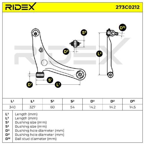 RIDEX 273C0212 Lenker Radaufhängung Querlenker Front links für MITSUBISHI Bild RIDEX 273C0212 Lenker Radaufhängung Querlenker Front links für MITSUBISHI