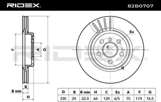 RIDEX 82B0707 2x Bremsscheiben Vorne Ø330mm Belüftet für BMW 5 Touring Bild RIDEX 82B0707 2x Bremsscheiben Vorne Ø330mm Belüftet für BMW 5 Touring