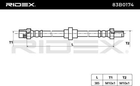 RIDEX Bremsschlauch 83B0174 VORNE HINTEN BREMSSCHLÄUCHE Länge: 385mm für OPEL Bild RIDEX Bremsschlauch 83B0174 VORNE HINTEN BREMSSCHLÄUCHE Länge: 385mm für OPEL