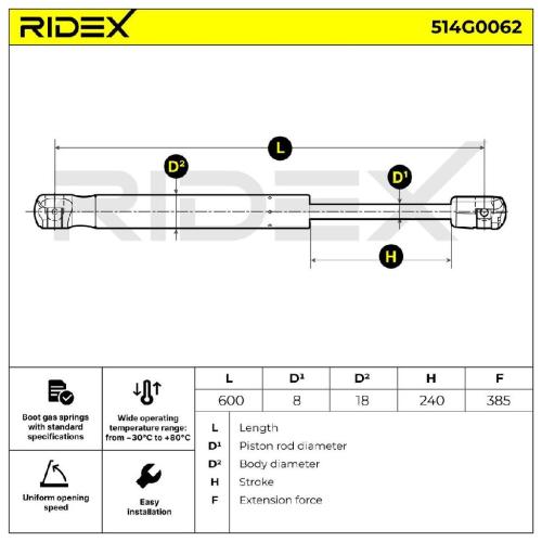 RIDEX Motorhaubendämpfer Hinten Links Rechts für FORD FOCUS III Bild RIDEX Motorhaubendämpfer Hinten Links Rechts für FORD FOCUS III