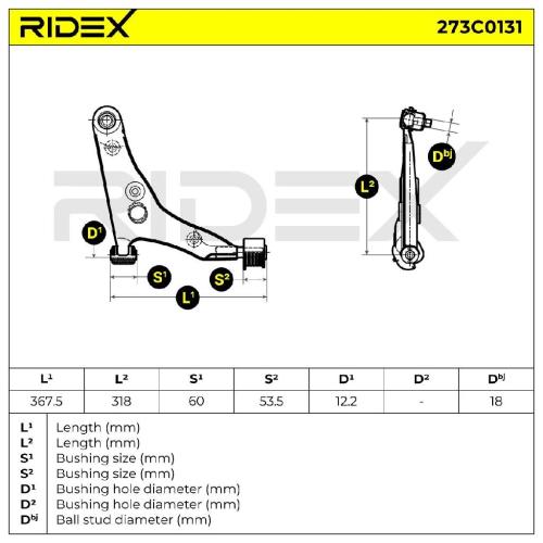 RIDEX 273C0131 Lenker Radaufhängung Querlenker Front rechts für MITSUBISHI Bild RIDEX 273C0131 Lenker Radaufhängung Querlenker Front rechts für MITSUBISHI
