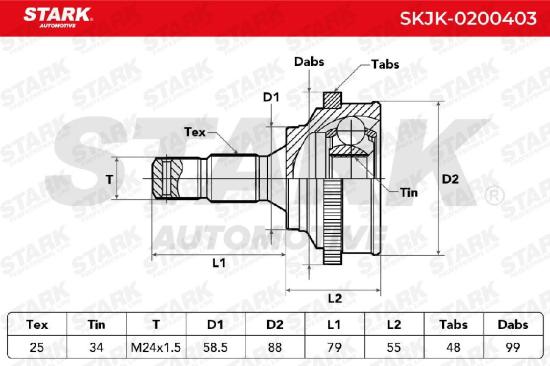 STARK SKJK-0200403 Gelenksatz Antriebswelle Achswelle radseitig 3272FL 3272TZ Bild STARK SKJK-0200403 Gelenksatz Antriebswelle Achswelle radseitig 3272FL 3272TZ